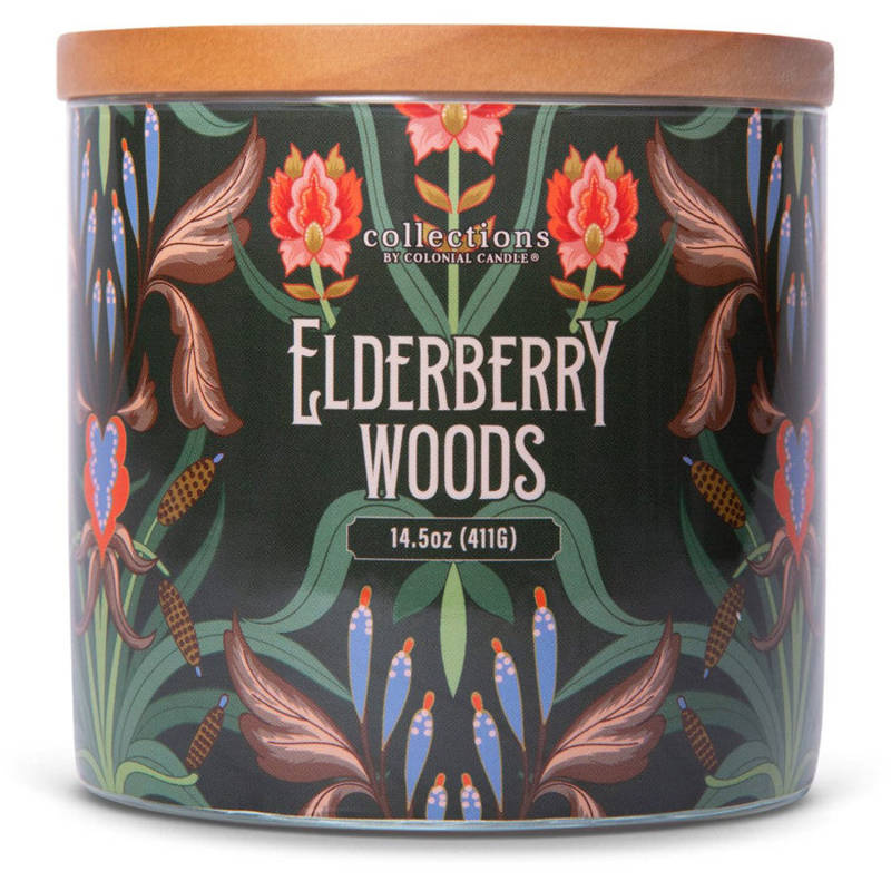 Colonial Candle Deco Collection geurkaars van sojabonen in glas 3 lonten 14,5 oz 411 g - Elderberry Woods