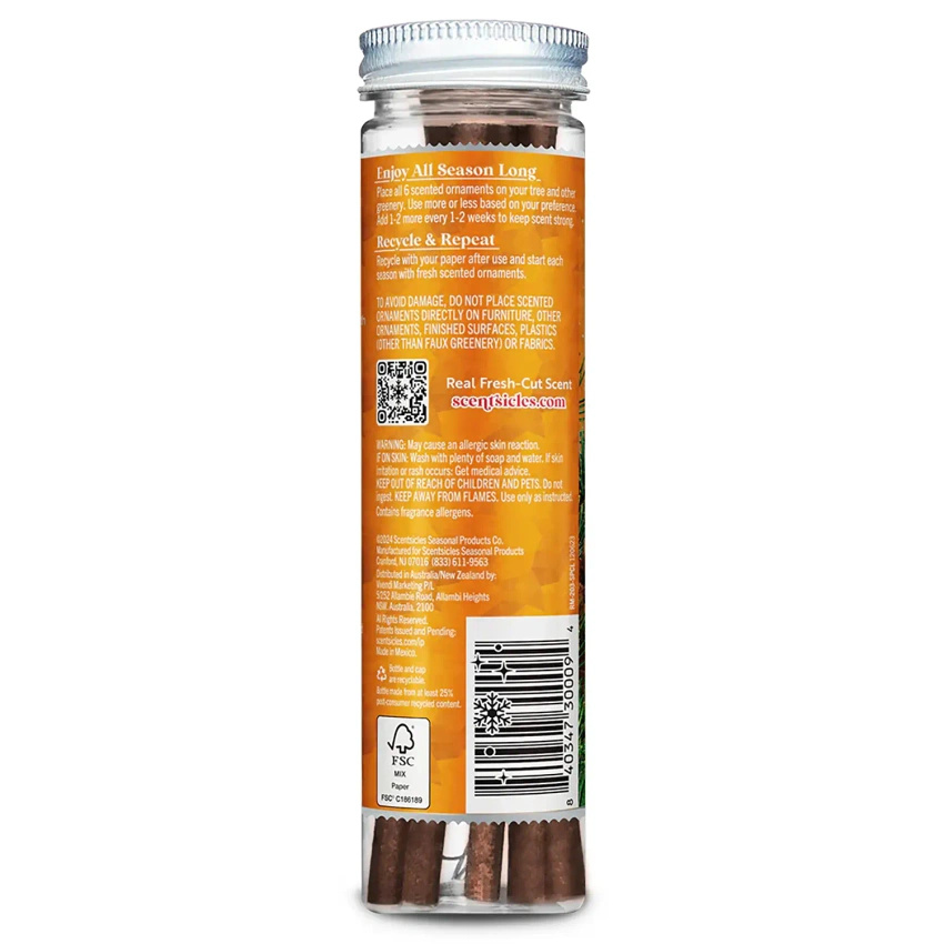 Scentsicles Duftstäbchen für den Weihnachtsbaum 6 Stück – Spiced Pine Cones