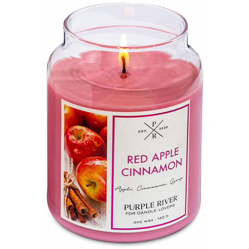 Sojová vonná svíčka Red Apple Cinnamon Purple River 623 g