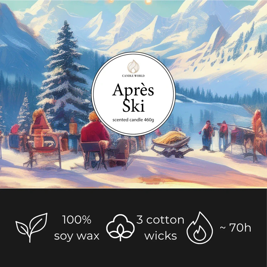 Candle World bougie parfumée au soja 3 mèches Après Ski 460 g