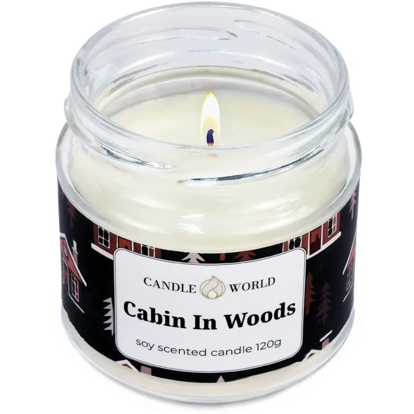Candle World candela di soia profumata barattolo Cabin In Woods 120 g Legno