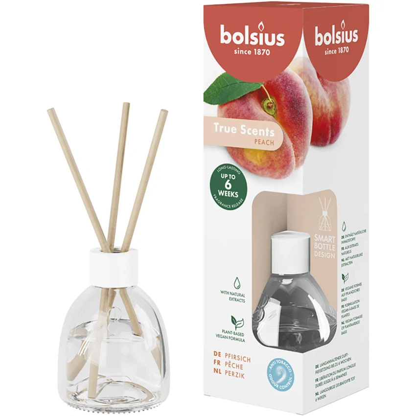 Bolsius True Scents diffuseur de parfum en bâtonnets 60 ml verre - Peach