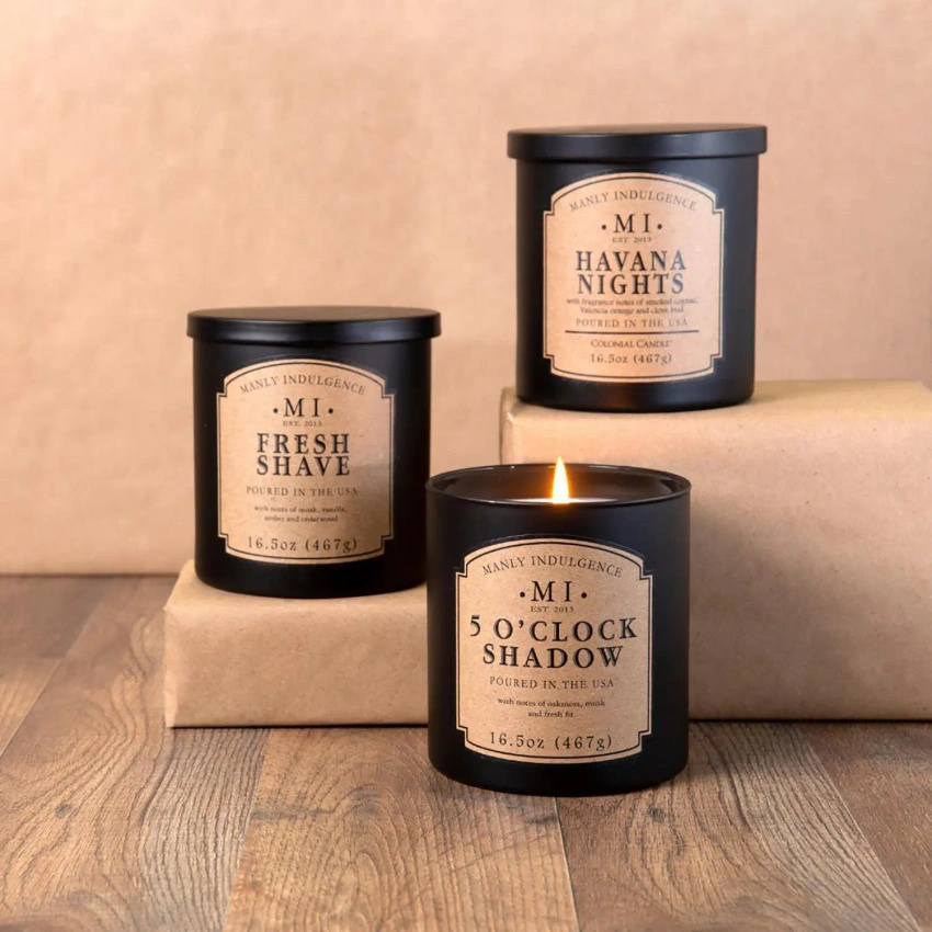 Vela perfumada de soja para hombre Colonial Candle - 5 o'Clock Shadow