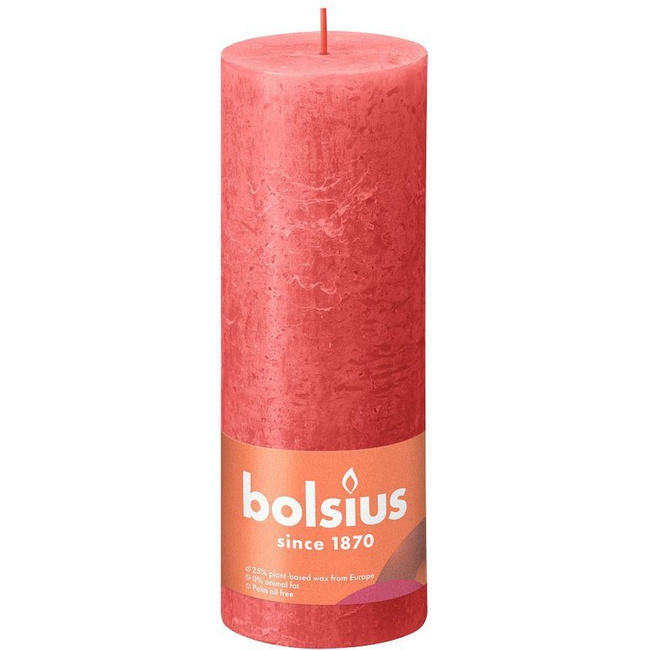 Bolsius Rustic Shine unscented solid pillar candle 190/68 mm 19 cm - Blossom Pink