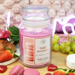 Candela di soia profumata in vetro grande vaniglia biscotto dolce Sweet Macaron Purple River 623 g
