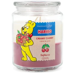 Haribo geurkaars in glas 2 in 1 - Kers Vanille Creamy Cherry