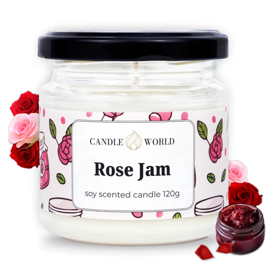 Candle World soja geurkaars pot Rose Jam 120 g Roos