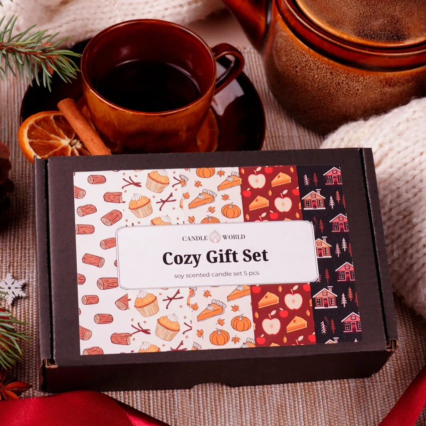 Candle World set de regalo Cozy velas perfumadas de soja 5x20g