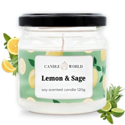Candle World barattolo per candele profumate di soia Lemon Sage 120 g Salvia Limone