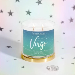 Charmed Aroma Jewel Sojaduftkerze mit Silberring 12 oz 340 g - Sternzeichen Jungfrau