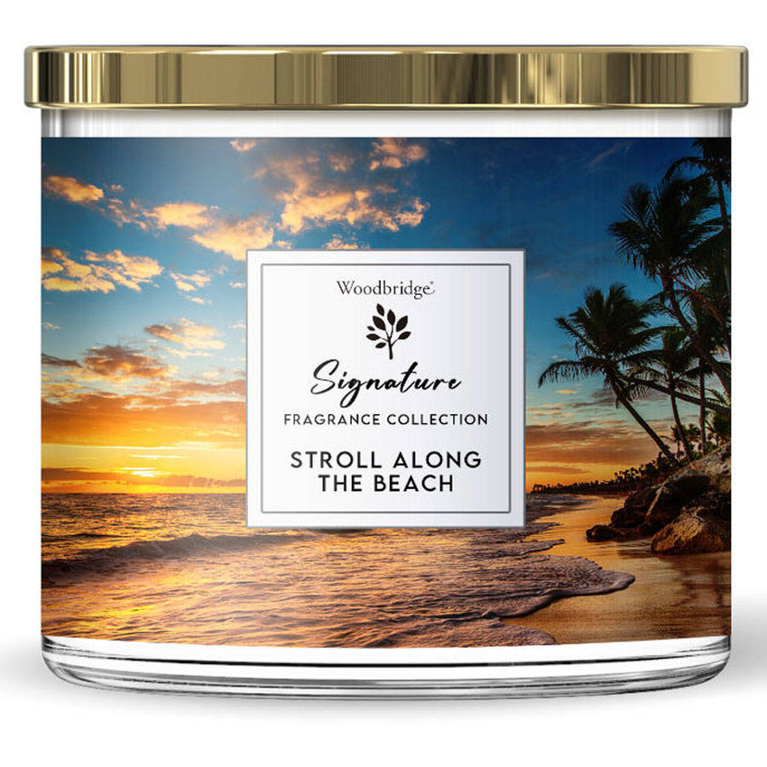 Woodbridge Signature Collection grote geurkaars met 3 lonten in glas 410 g - Stroll On The Beach