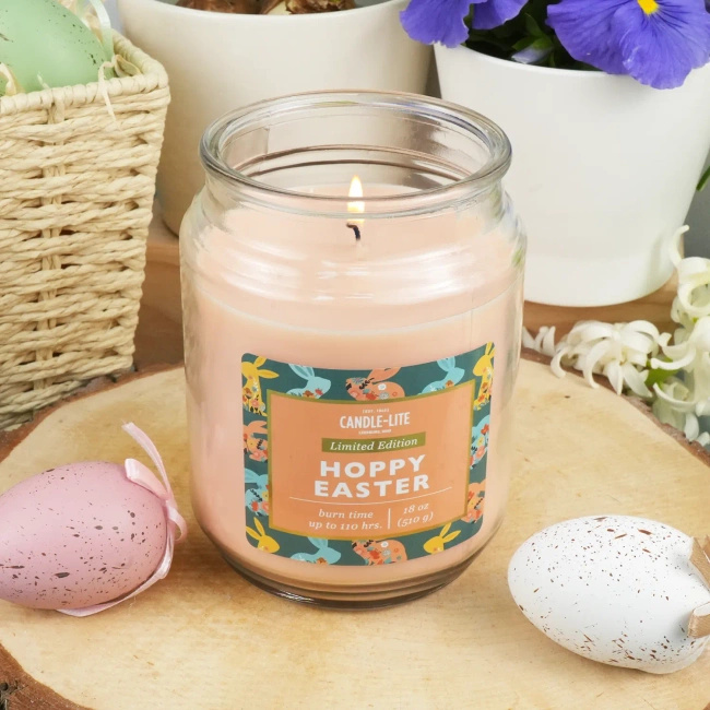 Duża świeca zapachowa w szkle na Wielkanoc Hoppy Easter Candle-lite 510 g