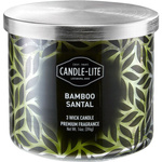 Geurkaars natuurlijke met 3 lonten bamboe - Bamboo Santal Candle-lite