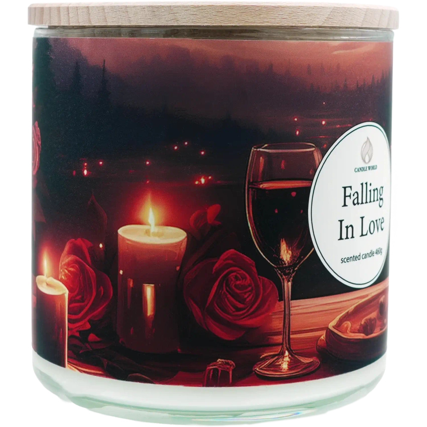 Candle World vela perfumada de soja para san valentín 3 mechas Falling in Love 460 g