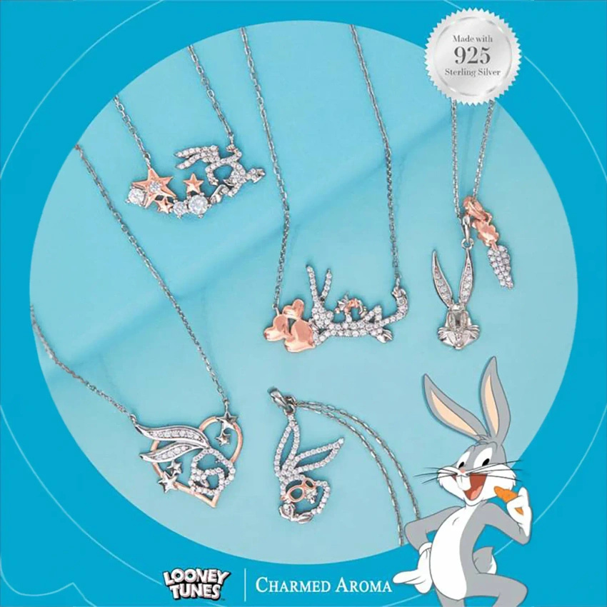 Świeca z biżuterią Looney Tunes Bugs Bunny 382 g naszyjnik srebro 925