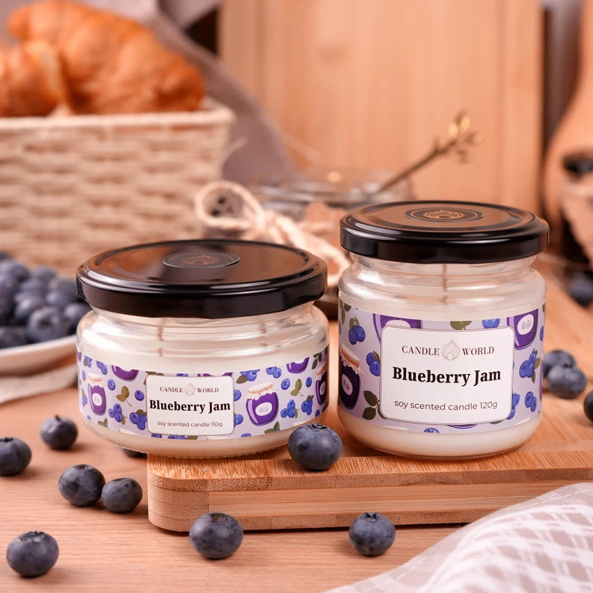 Candle World bougie de soja parfumée pot Blueberry Jam 110 g Myrtilles