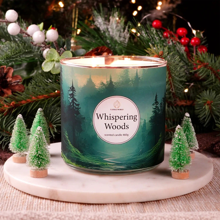 Candle World vela perfumada de soja bosque 3 mechas Whispering Woods 460 g