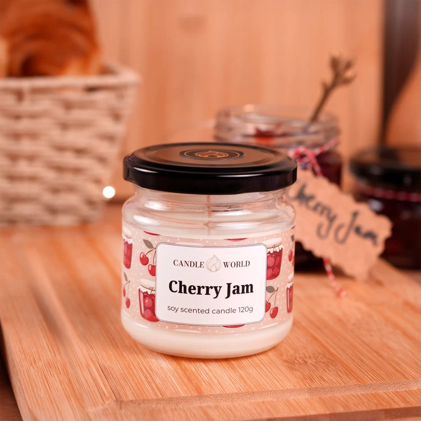 Candle World bougie de soja parfumée pot Cherry Jam 120 g Cerise