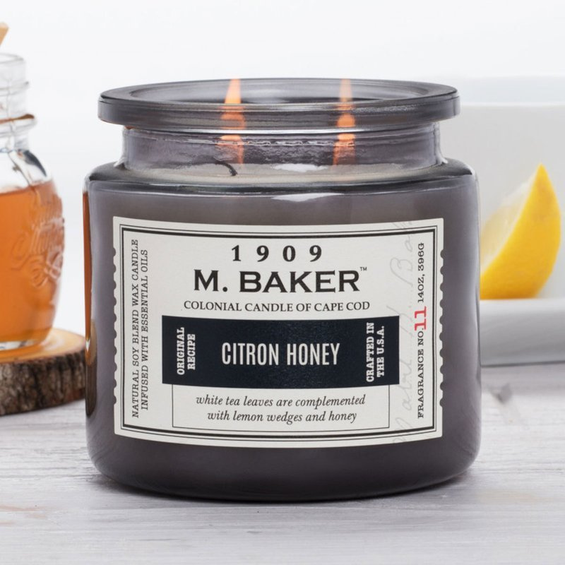 Soja geurkaars apotheekpot 396 g Colonial Candle M. Baker - Citron Honey