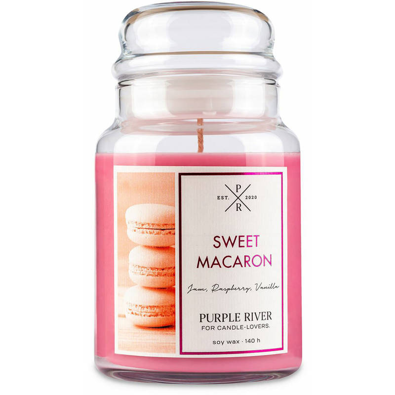 Sojová vonná svíčka Sweet Macaron Purple River 623 g