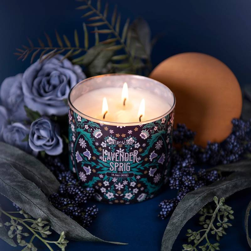 Colonial Candle Deco Collection Duftkerze aus Sojabohnen im Glas 3 Dochte 14.5 oz 411 g - Lavender Sprig