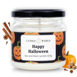 Candle World Soja Duftkerze Glas Happy Halloween 120 g Kürbis