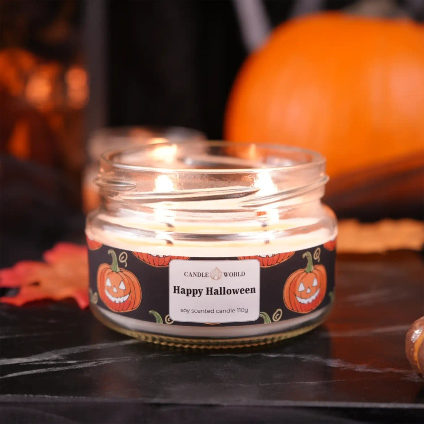 Candle World Soja Duftkerze Glas Happy Halloween 110 g Kürbis