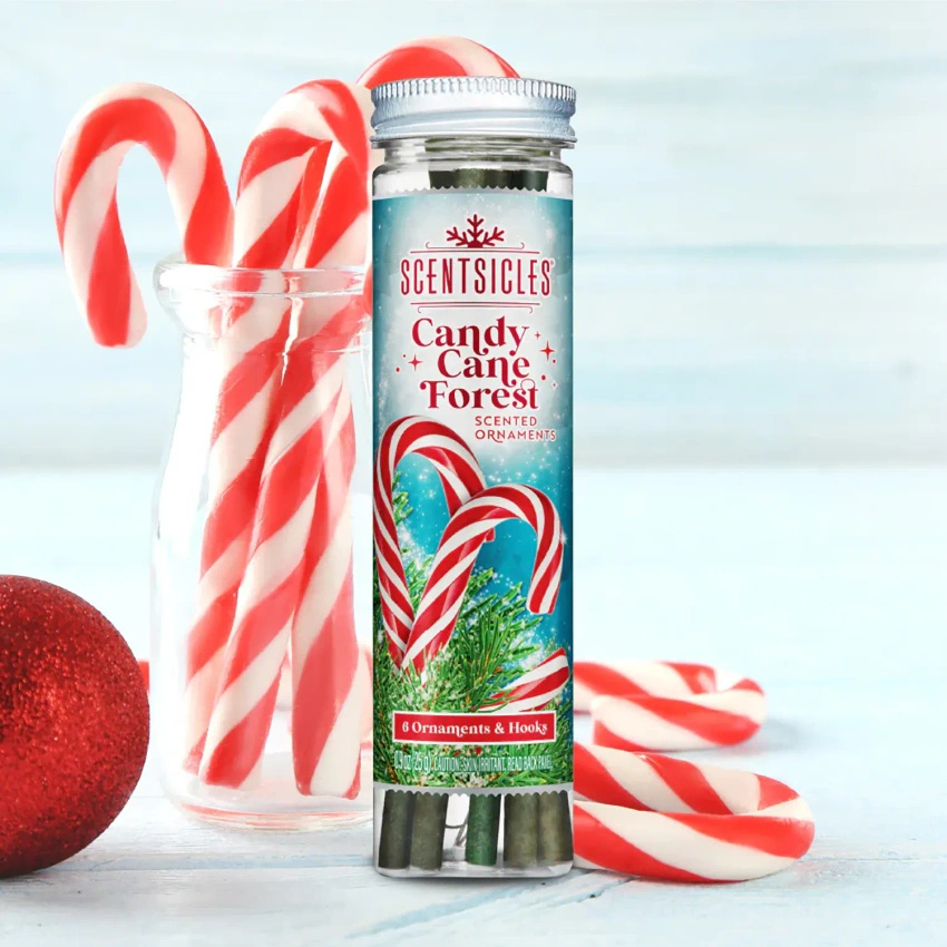 Barritas aromáticas para un árbol de Navidad Scentsicles Candy Cane Forest Vianočné závesné dekorácie 6 uds 