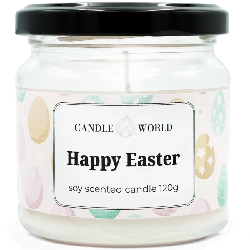 Candle World soja paaskaars potje Happy Easter 120 g
